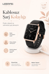 Dokunmatik Ekranlı Rose Gold Akıllı Saat Kablosuz Şarj Özellikli Günlük Kullanım
