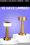 Dokunmatik Metal Gövdeli 3 Kademeli LED Masa Lambası - USB Şarjlı Tekli Paket BX-313301