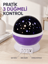 Dönen Yıldızlı Gece Lambası Renkli Gökyüzü Projeksiyon Işığı