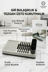 Drenajlı Gri Bulaşıklık Tezgah Üstü Tabak Bardak Kurutma Mutfak Düzenleyici