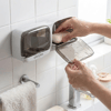 Duvara Monte İkili Kapaklı Plastik Katı Sabunluk Organizer – Banyo & Mutfak İçin Yapışkanlı Sabun Kutusu Ve Düzenleyici Bx40