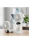 El vantilatörü beyaz renk dijital göstergeli 5 hız ayarı şarjlı masaüstü ip tutmalı 2 yıl garantili