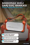 Entegre Kablolu 60000mAh 22.5W Hızlı Şarj Powerbank - Çoklu USB-C Çıkışlı Güç Bankası BX-313569