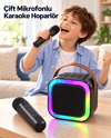 Evde Karaoke İçin Çift Mikrofonlu Şarj Edilebilir Kablosuz Hoparlör