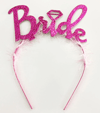 Fuşya Renk Bekarlığa Veda İtalik Yazı Alyanslı Bride Taç Bx40