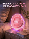 Gece Lambalı Renk Değiştiren Masaüstü Fan