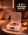 Gece Lambası Stereo Bluetooth Hoparlör Dijital Saat Su Dalgası Efektli 3-ü-1 Cihaz