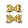 Glitter Detaylı Fiyonk Saç Tokası 2'li Set 6x3 Cm Gold Simli