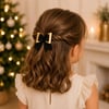 Glitter Detaylı Fiyonk Saç Tokası 9x6 Cm Siyah-gold