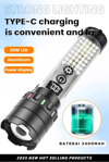 Güçlü Taktik Led El Feneri Paweınuo Sdt53 – 3800lm, 35w, Yan Cob Aydınlatma Ve Type-c Şarj Özelliğine Sahip Bx40