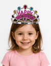 Gümüş Renk Happy Birthday Yazılı Doğum Günü Tacı 60 cm