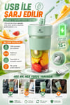 Günlük Kullanıma Uygun Şarjlı Meyve Sıkacağı Mini Blender Bardaklı Karıştırıcı