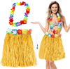Hawaii Luau Aloha Sarı Püsküllü 50 Cm Etek Ve Hawaii Kolye Seti Bx40
