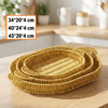 İç İçe Geçebilen 3’lü Oval plastik Rattan Tepsi Seti–hasır Görünümlü Çok Amaçlı Servis Ve Sunum Tepsileri Bx40