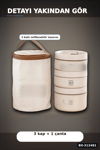 Isı Yalıtımlı Çantalı 3 Katlı Paslanmaz Çelik Yemek Kabı Seti 420-420-550 Ml BX-313481