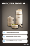 Isı Yalıtımlı Çantalı 3 Katlı Paslanmaz Çelik Yemek Kabı Seti 420-420-550 Ml BX-313481
