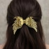 Işıltılı Glitter Tasarımlı Fiyonk Saç Tokası Gold