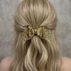 Işıltılı Glitter Tasarımlı Fiyonk Saç Tokası Gold