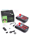 Kablosuz çift joystickli retro video oyun makinesi Bluetooth özellikli kırmızı renkli
