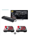 Kablosuz çift joystickli retro video oyun makinesi Bluetooth özellikli kırmızı renkli
