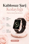 Kablosuz Şarj Destekli Rose Gold Akıllı Saat Dokunmatik Ekranlı Spor Takipli Model