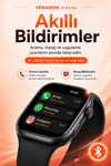 Kablosuz Şarjlı Dokunmatik Ekran Akıllı Saat Arama ve Mesaj Bildirim Destekli