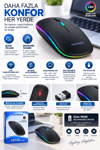 Kablosuz Şarjlı Sessiz Tıklamalı Ergonomik Mouse