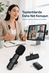 Kablosuz Yaka Mikrofonu USB-C Lightning Uyumlu Tak Çalıştır Telefon Video Ses Kayıt Seti
