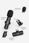 Kablosuz Yaka Mikrofonu USB-C ve Lightning Adaptörlü Telefon Uyumlu Kompakt Ses Kiti