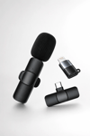 Kablosuz Yaka Mikrofonu USB-C ve Lightning Adaptörlü Telefon Uyumlu Kompakt Ses Kiti