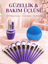 Kadın Makyaj ve Kişisel Bakım Seti 12 Parça Makyaj Fırçası Silikon Yüz Temizleyici Manikür Pedikür Tırnak Seti