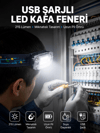 Kafa Lambası Led Fener Pratik Taşınabilir Ayarlanabilir USB Şarjlı