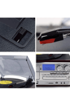 Kahverengi bluetooth kumandalı CD, kaset, USB, radyo ve 33-45-78 devir plak çalar