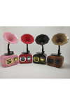Kahverengi Nostaljik Tasarımlı Mini Bluetooth Radyo ve Hoparlör, Klasik Gramafon Görünümlü