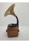 Kahverengi Nostaljik Tasarımlı Mini Bluetooth Radyo ve Hoparlör, Klasik Gramafon Görünümlü
