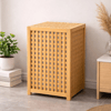 Kalın Ahşap Bambu Kirli Çamaşır Sepeti Kumaş Çantalı Sepet=40x40x58cm Bx40