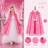Kar Tanesi Desenli Pembe Elsa Pelerini - Astarlı Frozen Pelerini 85 Cm Bx40
