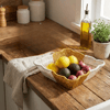 Kare Dalgalı Çift Renkli Plastik Rattan Ekmek Ve Meyve Sepeti - Çok Amaçlı Banyo Ve Mutfak Düzenleyici - Yıkanabilir Tezgâh Üstü Organizer Bx40