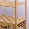 Kirli 2 Kat Organizer Raflı - 2 Bölmeli Önden Çek Aç Kalın Ahşap Bambu Kirli Çamaşır Sepeti 80x33x87cm Bx40