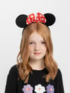 Kırmızı Fiyonklu Minnie Mouse Taç Fare Tacı Kafa Bandı