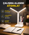 Kısılabilir LED Masa Lambası – Kalemlik ve Telefon Standlı, Göz Yormayan Işık Yeni Nesil