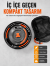 Kompakt Kamp Yemek Seti Alüminyum Tencere Tava Çaydanlık Taşıma Fileli Outdoor Set