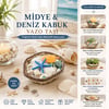 Küçük - Kare - Ahşap Sepetli Renkli Mix Midye - Deniz Kabuk Vazo Taşı Bx40