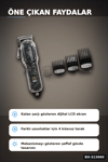 LCD Ekranlı USB Şarjlı Saç Kesme Makinesi 4 Tarak Profesyonel Erkek Tıraş Makinesi BX-313660