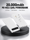 LED Işıklı 20.000mAh Powerbank LCD Gösterge Dahili Çoklu Kablo Yeni Nesil