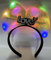 Led Işıklı 3 Farklı Fonksiyonda Yanan Gümüş Love Yazılı Sarı Fiyonk Taç 20x17 Cm Bx40