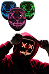 Led Işıklı Neon Maske Cadılar Bayramı Maskesi Korkunç Korku Maskesi