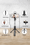 Led Işıklı Selfie Çubuğu Bluetooth Kumandalı Kablosuz Tripot Selfie Monopod Selfie Stick (Pembe)