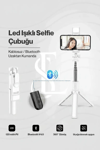 Led Işıklı Selfie Çubuğu Bluetooth Kumandalı Kablosuz Tripot Selfie Monopod Selfie Stick (Beyaz)