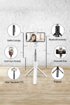 Led Işıklı Selfie Çubuğu Bluetooth Kumandalı Kablosuz Tripot Selfie Monopod Selfie Stick (Beyaz)
